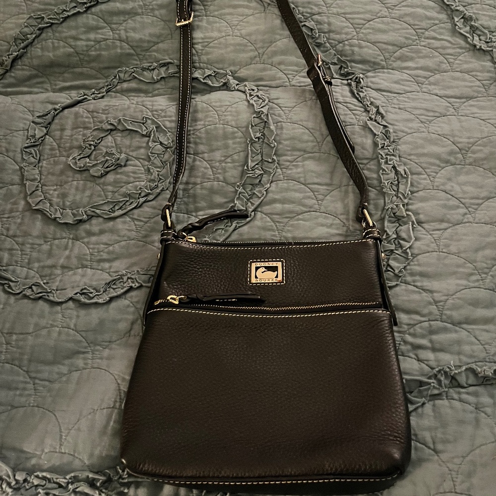 Dooney & Bourke Black Pebble Leather Crossbody with Gold Hardware